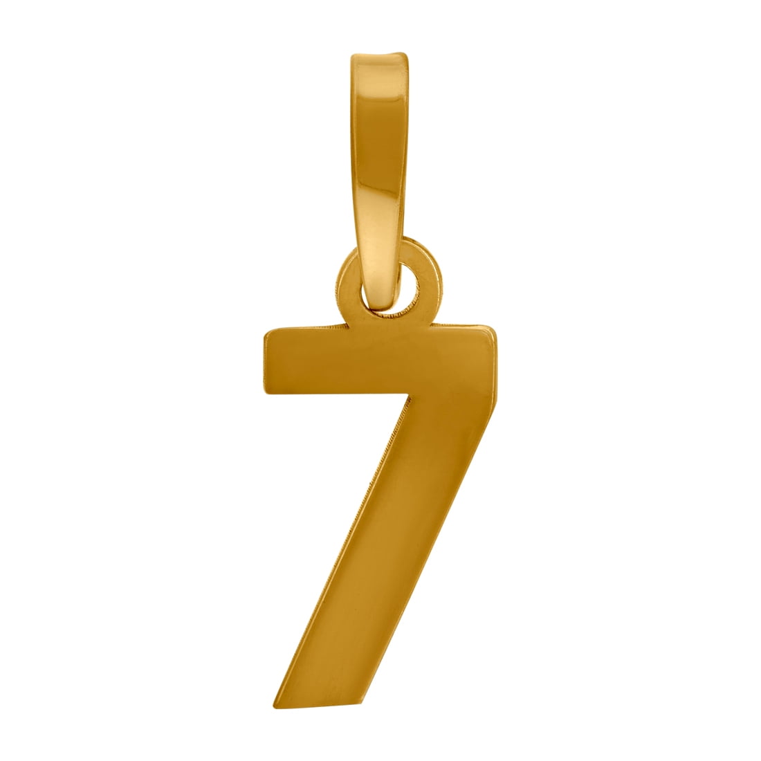 925 Sterling Silver Yellow-tone Unisex Letter Name Personalized Monogram Initial Number 7 Charm Pendant Necklace 18.7x6.