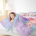 thumbnail image 4 of jejeloiu Watercolor Monogram G Letter 7pcs Bedding Comforter Set For Girls,Flower Rainbow Stars Print Queen Bedding Sets,Pink Reversible, 4 of 7