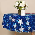 thumbnail image 2 of Aofoto Patriotic Red Blue Star Tablecloth 60 Inch Round, Washable Farmhouse Table Cloth Decorative for Picnic Party Holiday Home Indoor Outdoor, 2 of 6