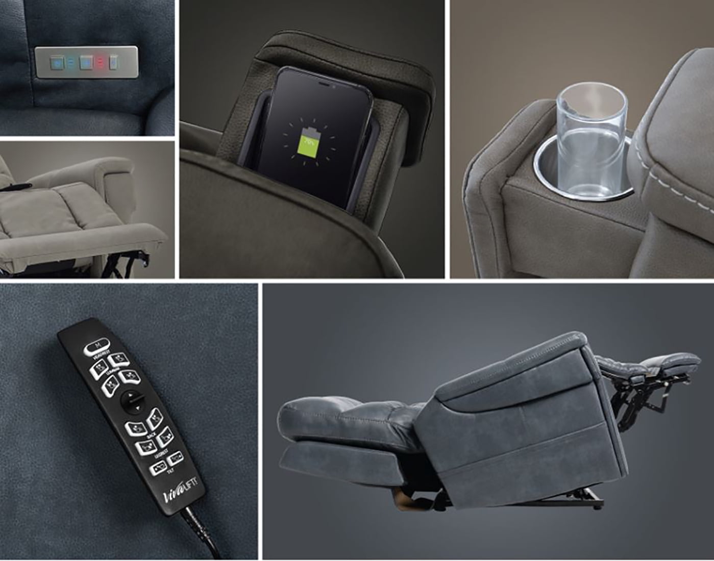 Pride ViVaLift Ultra Lift Chair Power Recliner - Tilt technology - 3 Different Heating Pads - Air Bladder Massage System