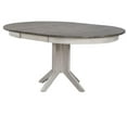 thumbnail image 3 of Round Contemporary Solid Wood Extendable Dining Table in White & Grey, 3 of 6