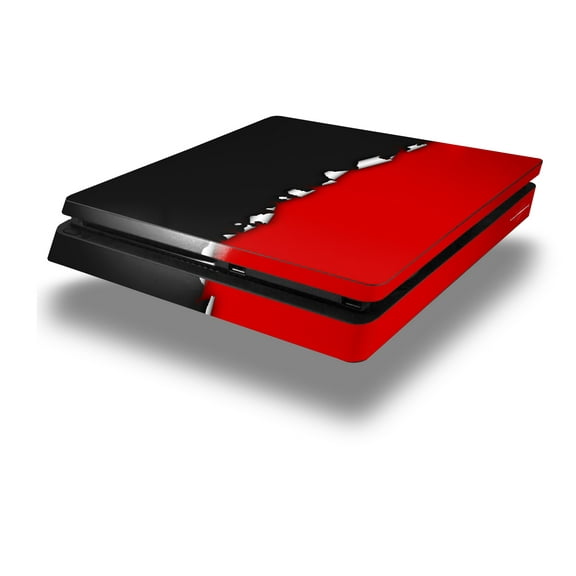 Vinyl Decal Skin Wrap compatible with Sony PlayStation 4 Slim Console Ripped Colors Black Red (PS4 NOT INCLUDED)