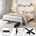 thumbnail image 4 of SIBEDS LED Bed Frame with 2 Storage Drawers and Galaxy Star Projector PU Upholstered White Tufted Wingback Headboard, Full, 4 of 8