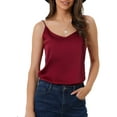 thumbnail image 1 of INSPIRE CHIC Camisole en Satin pour Femme à Col en V à Bretelles Spaghetti en Soie pour Dormir et Se Détendre Pyjama Blouse S Rouge, 1 of 6