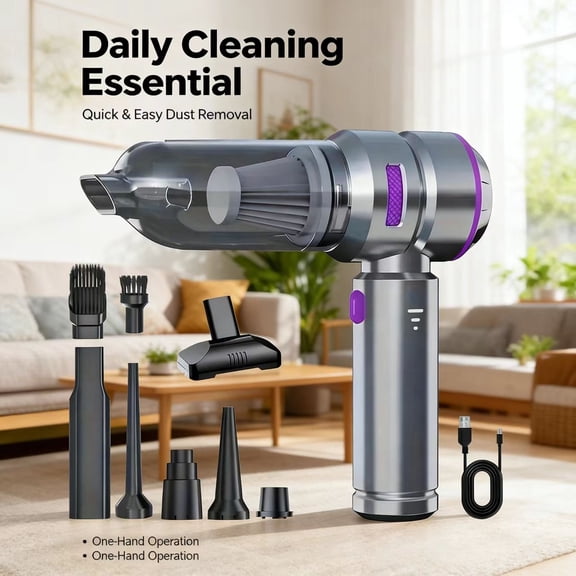 Silver Cordless Multi-Function Handheld Vacuum Cleaner for Home and Car Use