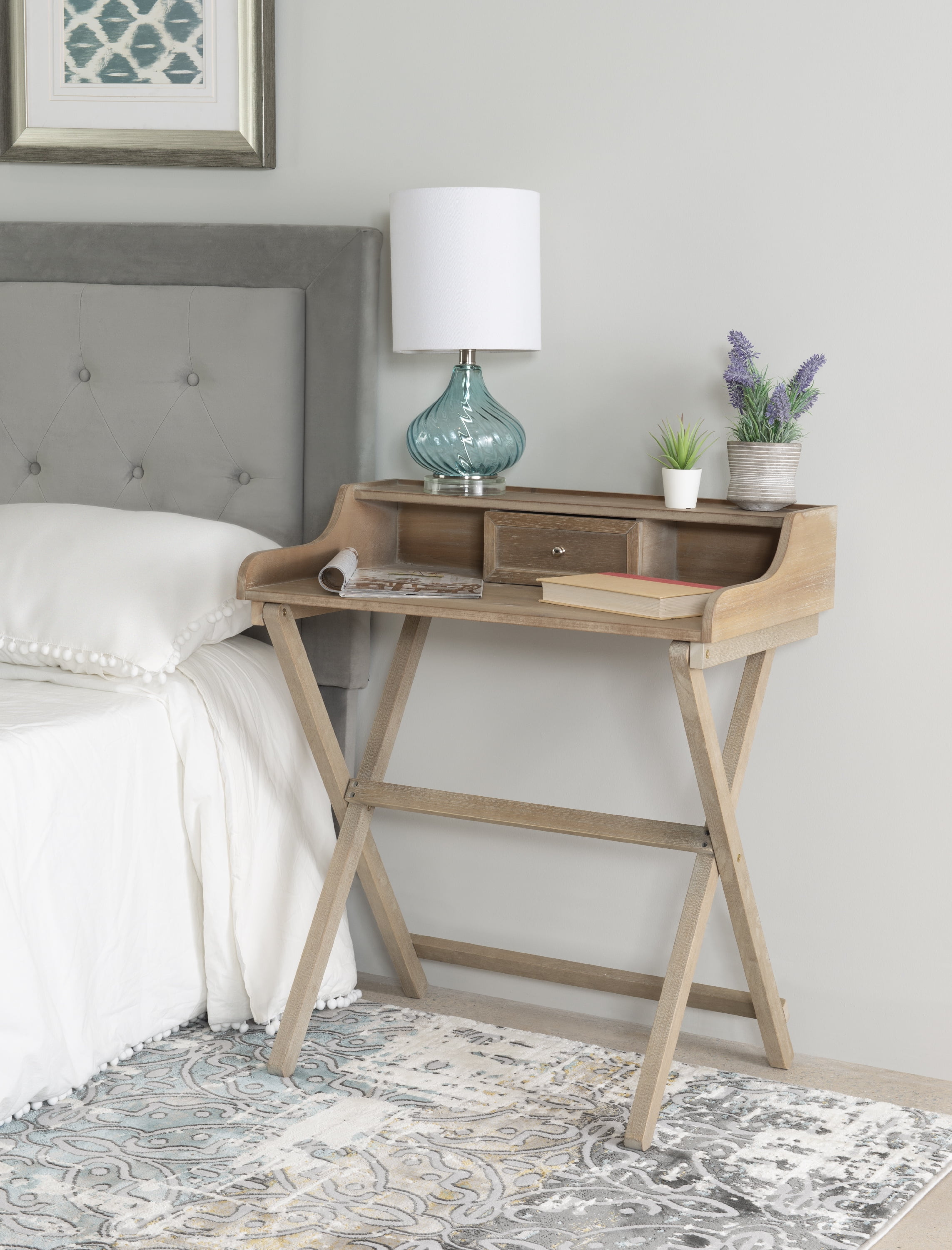 Linon Coy Folding Desk, 34.25" Tall, Rustic Brown Finish
