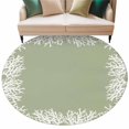 thumbnail image 2 of Round Area Rug 8ft,Sea White Coral on Light Green Background Washable Carpet Non-Slip Runner Accent Rugs Indoor Floor Mat for Bedroom Living Room Decor,Marine Life, 2 of 9