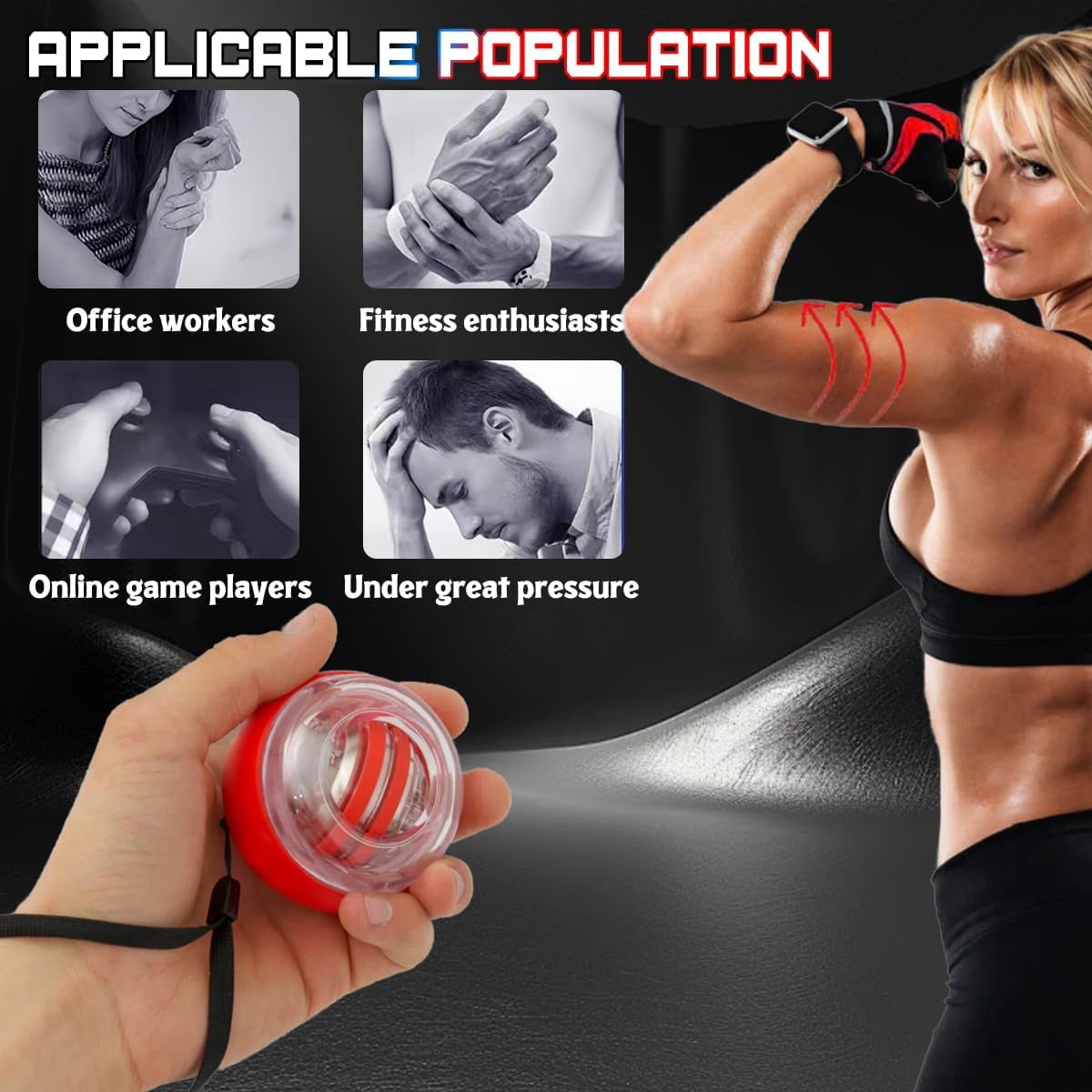 2026 Best Wrist Ball Hand Exerciser, Gyro Balls Wrist Strengthener - Stronger Hands & Grip Strength, Wrist Trainer Balls Auto-Start Gyroscopic Forearm Exerciser w/LED Lights for Seniors