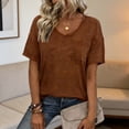 thumbnail image 5 of GUACER Womens T Shirts Trendy V Neck Short Sleeve Blouses Relaxed Fit Pocket Casual Tee Tops, 5 of 7