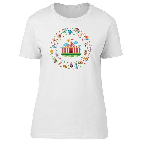 Cool Circus And Carnival Doodles T-Shirt Women -Image by Shutterstock, Female Medium