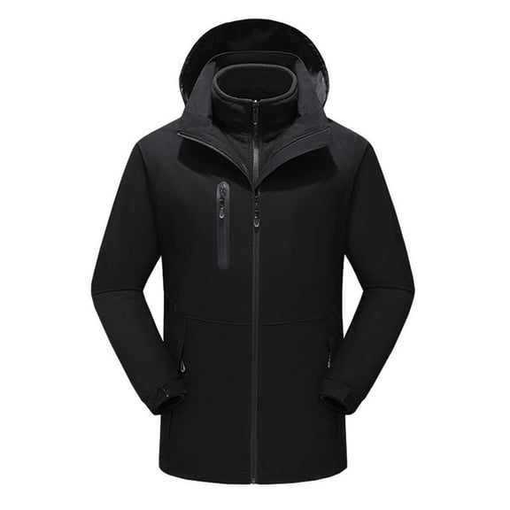 Herrnalise Outdoor Warm Clothing Heated For Riding Skiing Fishing Charging Via Heated Coat Black