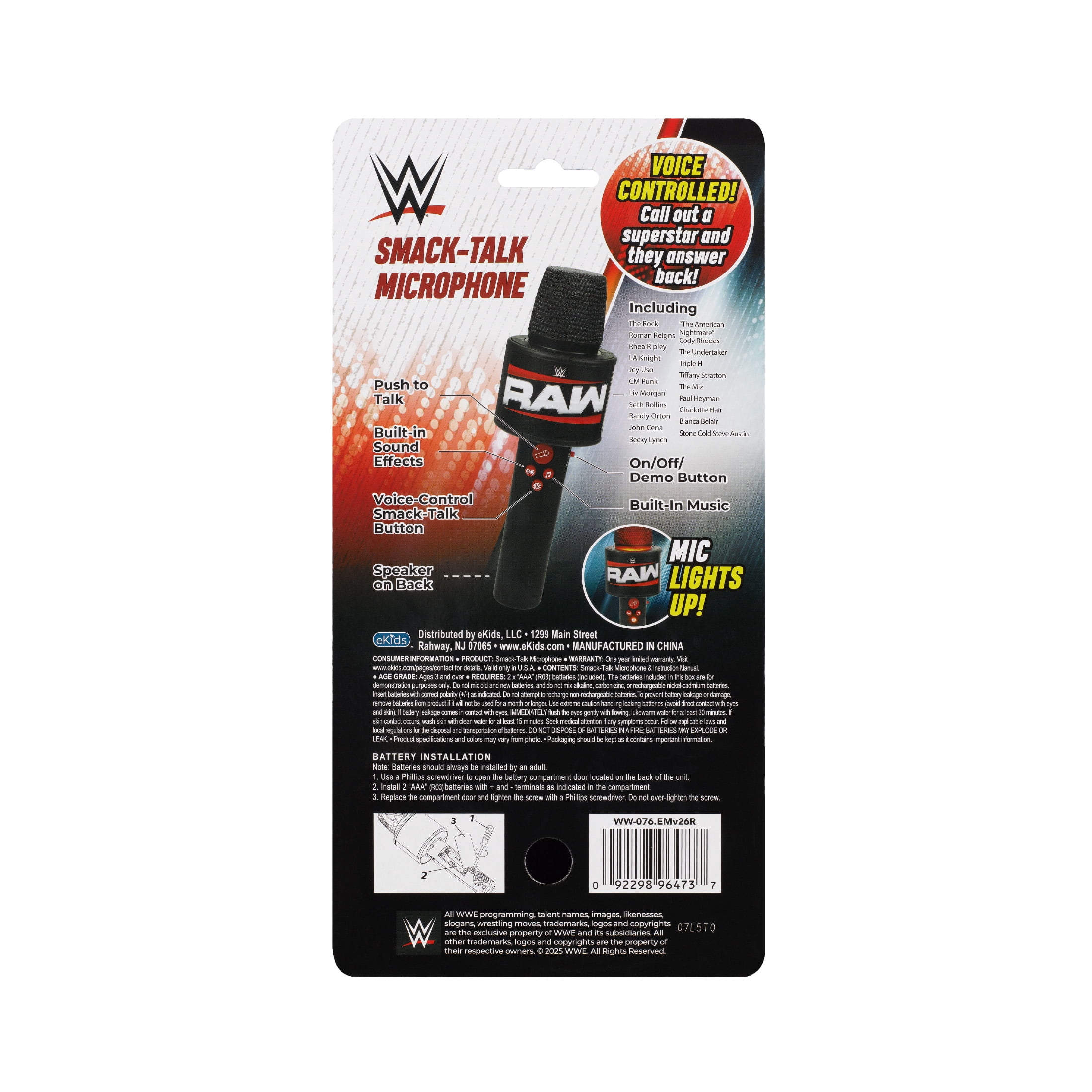 WWE Mic; Smack Talk Toy Microphone for Kids with Music and Sound Effects - WWE Toy