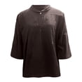 thumbnail image 3 of Hiiyo T-Shirt pour Femme à Manches 3/4, Col Ras du Cou, T-Shirt Ample Décontracté, Brun TTG, 3 of 4