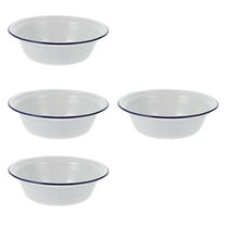 WRISTBIQUE Enamel Soup Bowls White For Families Kitchen Use 4Pcs 7.9In Diameter 2.4In Height