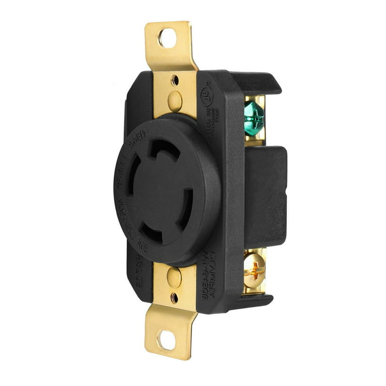 L14-30R Twist Lock Receptacle 125/250V 30A UL Listed Flush Mounting  Connector Socket, Industrial Grade V-0 Flammability 3 Pole 4 Wire Grounding