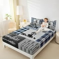 thumbnail image 4 of Manfei Safari Bear Queen Sheet Sets,Outdoor Adventure Flat Sheet,Blue Black Plaid Grid Queen Fitted Sheet For Boy Teens,Ultra Soft Home Decor,4pcs, 4 of 7