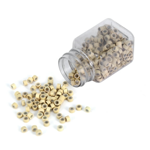500PCS/Bottle Professional Silicone Lining Hair Extension Micro Links Rings Beads Tools(Blonde)