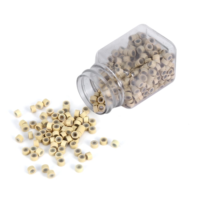 M Buder 500 Piezas Anillos de Extensión de Cabello Micro Links con Silicona (Rubio) 5x3x3mm