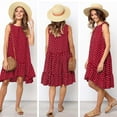 thumbnail image 2 of Odeerbi Summer 2024 Casual Dresses for Women Fashion Round Neck Sleeveless Loose Large Swing Ruffle Dress Red, 2 of 7