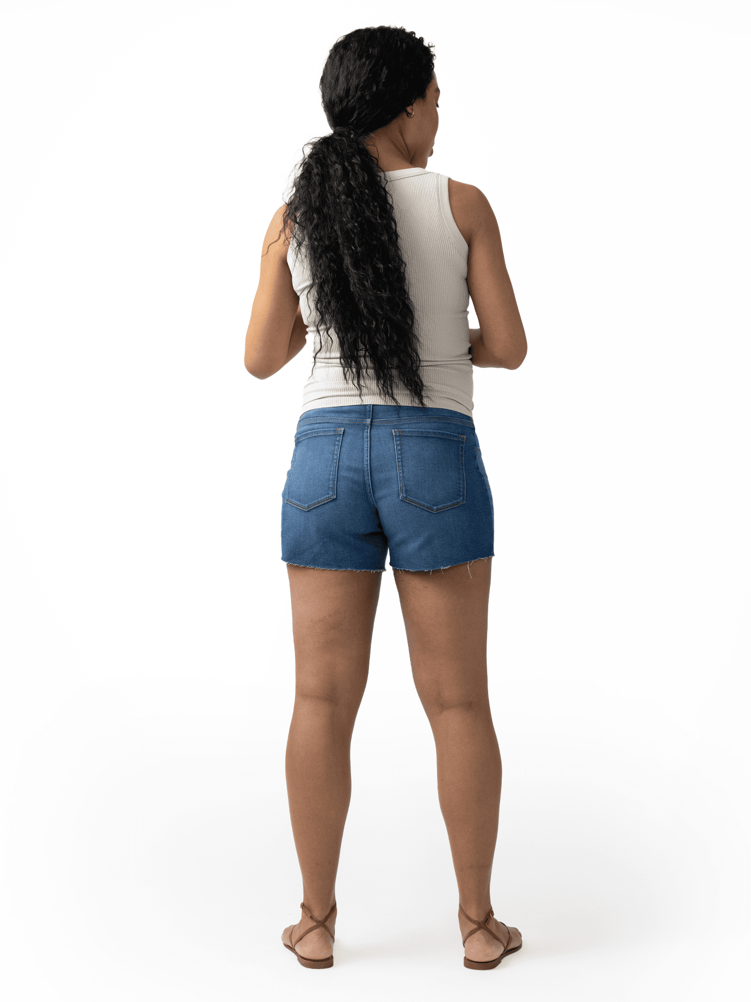 Ingrid & Isabel For Every Belly Women's Maternity Over The Belly Raw Hem Denim Short, Sizes S-XXL
