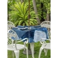 thumbnail image 3 of Outdoor Tablecloth with Umbrella Hole for Patio/Picnic/Party/Camping, Navy Blue Waterproof Table Cloth Round Cover Washable, Modern Abstract Minimalist Blocks Texture (Dia 60"), 3 of 9