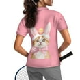 thumbnail image 2 of COEQINE 1/4 Zip Golf Shirts for Women Soft Quick Dry Fit Golf Tops Easter Bunny Ears Cat Egg Bow Pink Print Short Sleeve Polo Shirts Moisture Wicking Tennis Activewear, S, 2 of 7