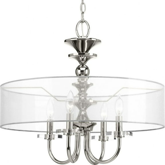 Progress Lighting, Looking Glass, 4-Light Pendant, Polished Nickel, Seeded Glass Shade