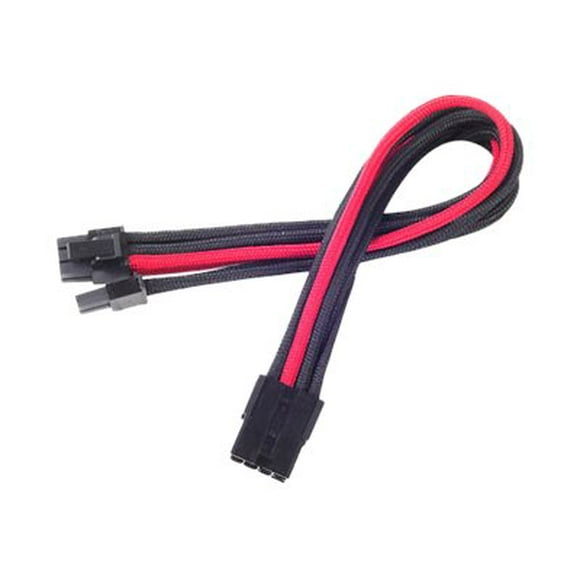 SilverStone PP07 - Câble d'Extension d'Alimentation - Alimentation PCIe 8 Broches (6+2) (m) à Alimentation PCIe 8 Broches (F) - 9.8 Po - Noir/rouge