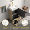 thumbnail image 5 of 20" Sturdy Compact Freestanding Cabinet, Bathroom Storage Unit with Soft Close, Modern Small Bathroom Vanity with Ceramic Sink for Bathroom, Light Oak, 5 of 9