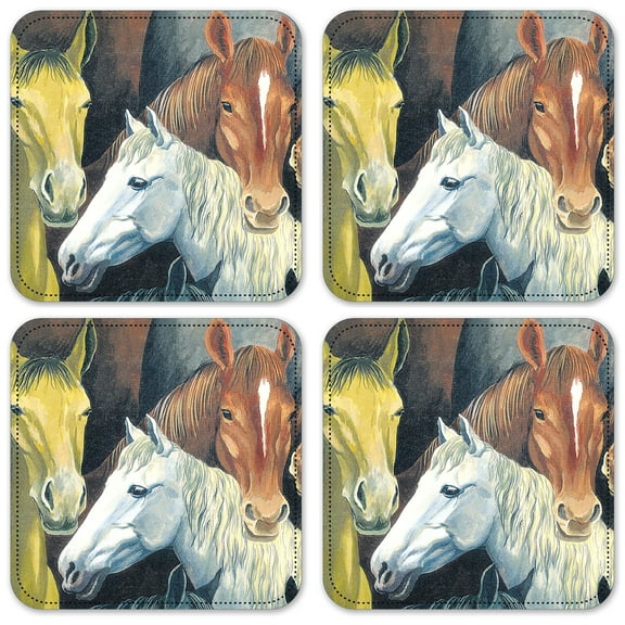 Vinyl Drink Coasters - Set of 4 - Horses