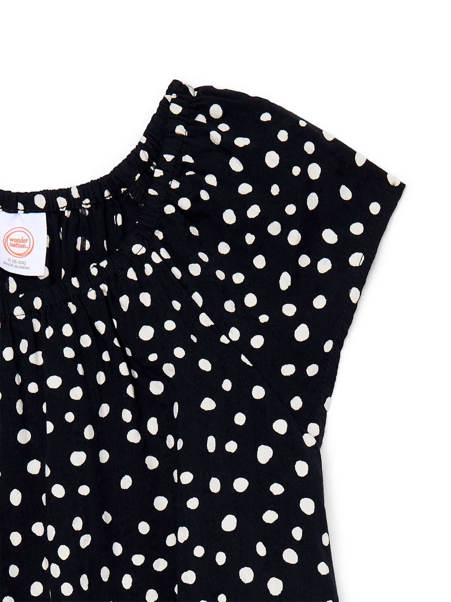 Wonder Nation Girls Short Sleeve Woven Babydoll Top, Sizes 4-18 & Plus