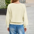 thumbnail image 3 of ZUKMRJPC Women's Half Button Down Sweaters Long Sleeve Casual Crewneck Solid Color Pullover Sweaters Fall Trendy Loose Knit Tops, 3 of 7
