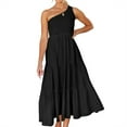 thumbnail image 1 of VONKY Robe Longue Femme Décontractée Plissée Midi Robe d'Été Fête Danse Plage Vacances Bureau Mode Adolescents Vêtements d'Été Blanc S Noir m, 1 of 6