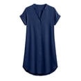 thumbnail image 5 of CIENVNSTG Summer Dresses for Women 2026 Casual Button Down Linen Shirt Dress Short Sleeve Knee Length Tunic Dress Dark Blue M, 5 of 7