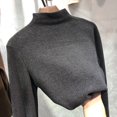 thumbnail image 2 of Women's Long Sleeve Mock Turtleneck T-Shirt, Solid Color Slim Fitted Top Base Layer Shirts, Gray, Medium, 2 of 3