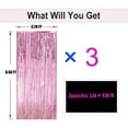 thumbnail image 2 of 3 Pack 3.28 x 6.56 ft Pink Foil Fringe Backdrop Curtain, Streamer Backdrop Curtains, Birthday Wedding Holiday Celebration Graduation Bachelorette Pink Party Backdrop Decorations, 2 of 8