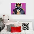 thumbnail image 5 of Acheng Tiger Wall Art Prints Handsome Tiger Printed on Purple Canvas Picture Wildlife Animal Paintings for Living Room Nursury Baby Shower Bedroom Home Decoration Poster, Cool Artwork Gift 20x16in, 5 of 6