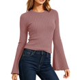 thumbnail image 3 of Likimi Womens T Shirts Crew Neck Solid Color Long Sleeve Tops For Women Casual Pullover Size Xl, 3 of 7