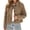 Dark brown, variant on Spring Fall Long Sleeve Lapel Women Button Down Faux Suede Jacket Cropped Coat