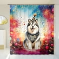 thumbnail image 3 of Hello 2025 Alaskan Malamute Celebrates Happy New Year Firework Balloon Shower Curtain Alaska Mal Dog Lovers Gifts Waterproof Bathroom Bathtub Curtain - 02024, 3 of 5