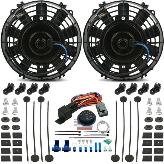 Dual 6 Inch 90w Electric Oil Cooler Fans Adjustable Thermostat Controller