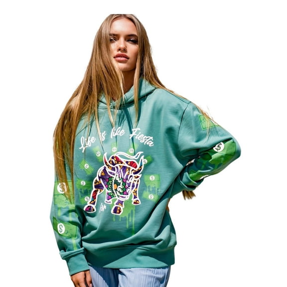 Fiesta Bull Reflective Affirmation Hoodie - Green