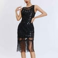 thumbnail image 5 of Oplxuo Women's Tassel Hem Flapper Dresses 1920s Sequin Fringed Great Gatsby Party Dress Roaring 20s Cocktail Dance Dress, 5 of 7