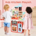 thumbnail image 2 of HOLYFUN Kids Pretend Play Kitchen Set with Light & Sound, Toy Stove with Steam Effect, Play Sink and Toy Kitchen Accessories, Kitchen Toy for Boys & Girls Ages 3+, 2 of 9