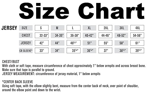 o neal jersey size chart