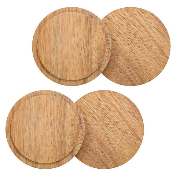 LOLIPPYY Back to School 4pcs Wooden Cup Lids Replacement For Mugs Natural Cover For Tea Cups Versatile Sealing Lids For Mugs And Bowls