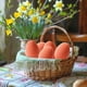 thumbnail image 5 of Decoración de huevo de Pascua tejida a mano con espuma de ganchillo, forma ovalada suave y texturada, hecha a mano, para cestas, mesas y hogar., 5 of 6