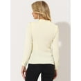 thumbnail image 4 of DARING DIVA Women's Elegant V Neck Long Sleeves Button Down Shirt M Beige, 4 of 6