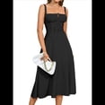 thumbnail image 1 of Vestido Midi con Corsé, Aberturas Fluidas y Cordones para Mujer, Vestido Informal de Verano de Corte A para Fiesta de Té. Negro M, 1 of 8