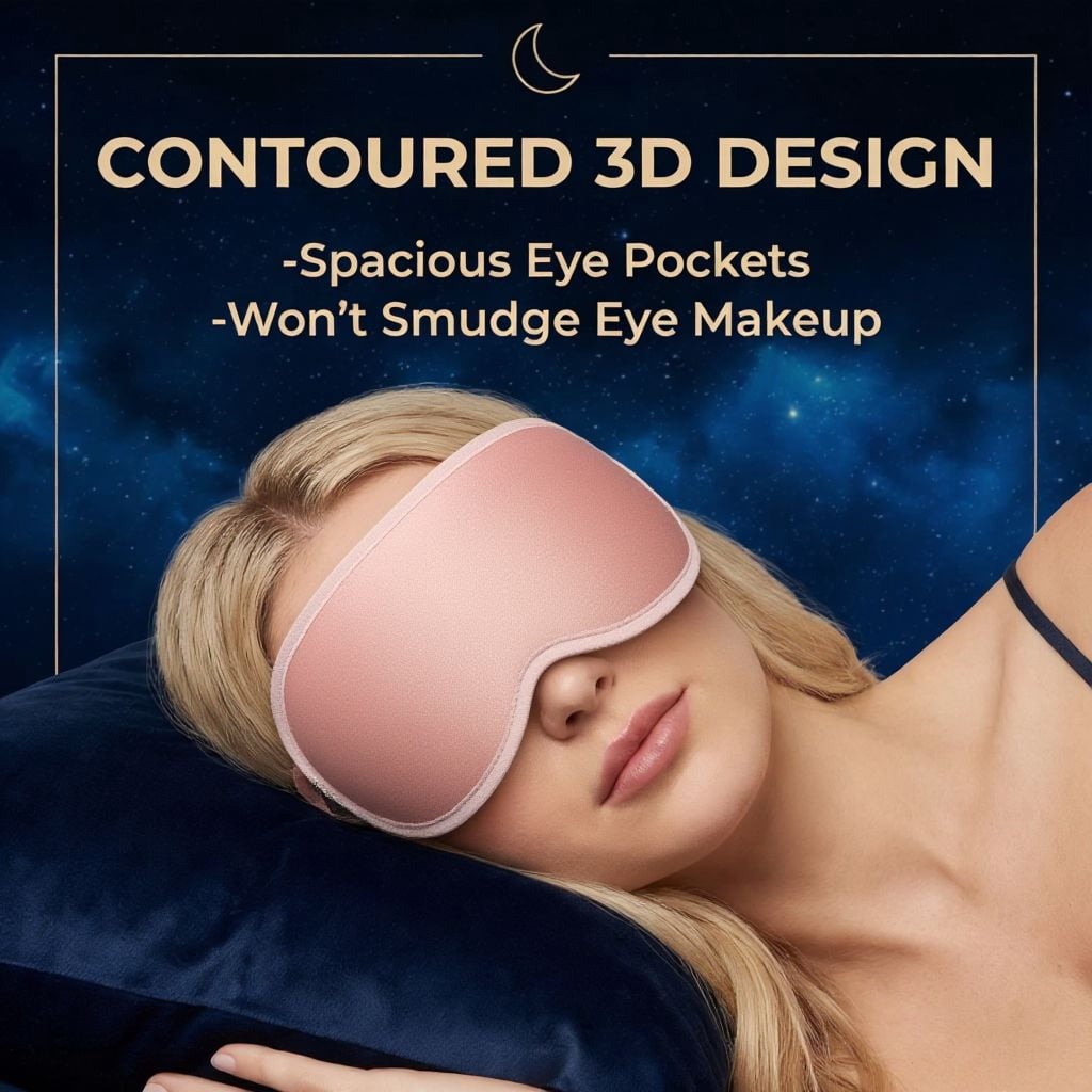 FACEMOON Memory Foam Weighted Soft Adjustable Blackout Sleep Eye Mask for Sleep Support w/ Storage Bag, 2 Pack